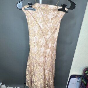 Cream and Brown Strapless Dress (XS)